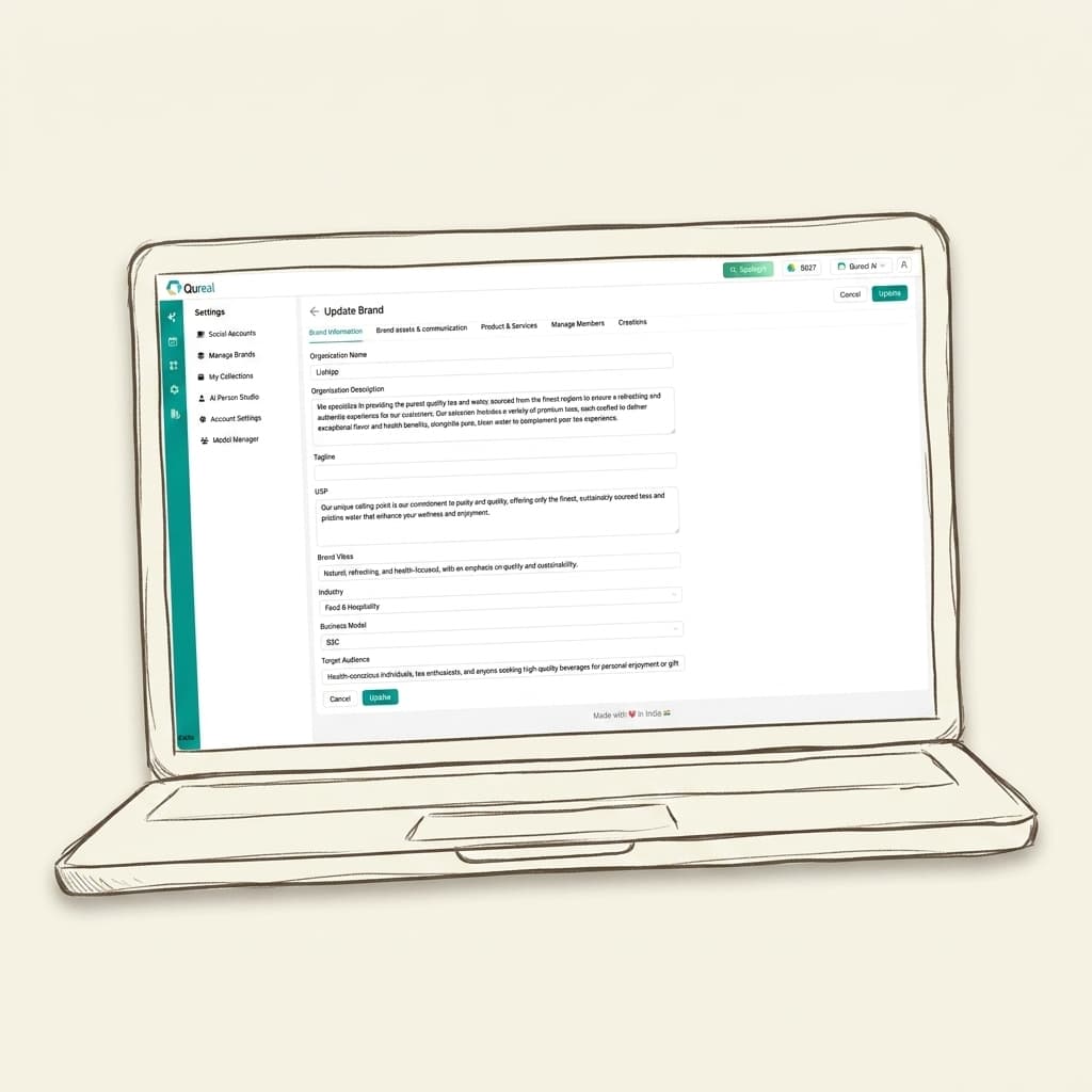 Brand settings settings page showing brand setup form